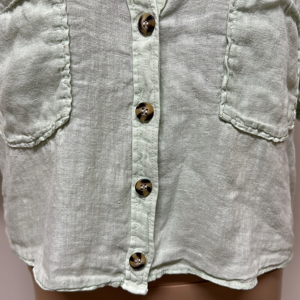 Zara Button Front Crop Top With Pockets - image 5